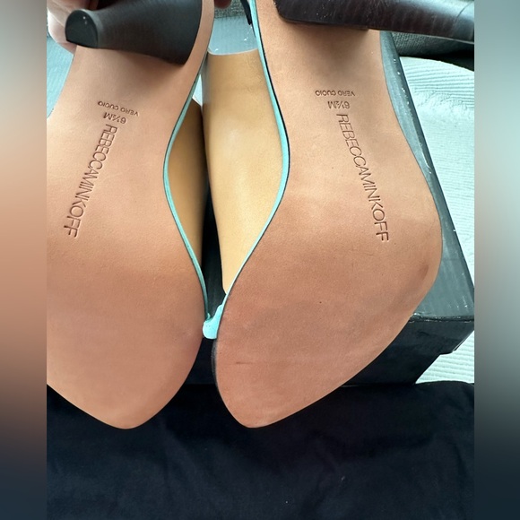 Rebecca Minkoff Barista Heeled Sandals Tan Leather Ankle Strap Buckle - Picture 2 of 5